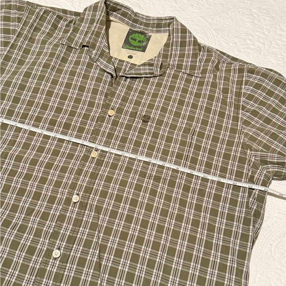 Timberland Men's Olive Plaid Button-Down Short-Sleeved Shirt L - Picture 7 of 7